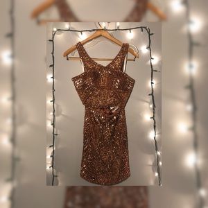 Sherri Hill 2 Mocha Two-Piece Homecoming Dress